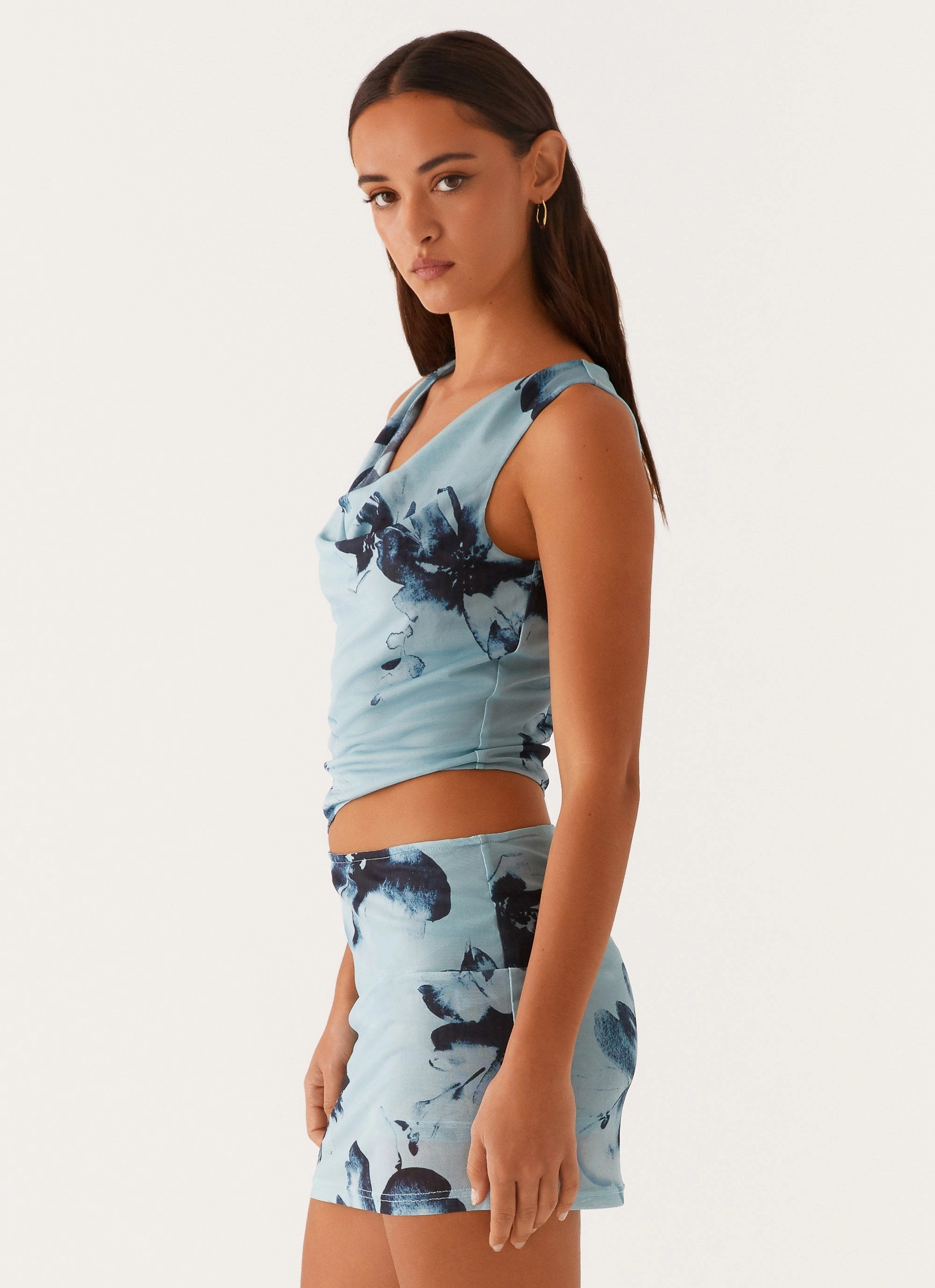 Daily Chic Nicola Mini Dress - Blue Black Floral