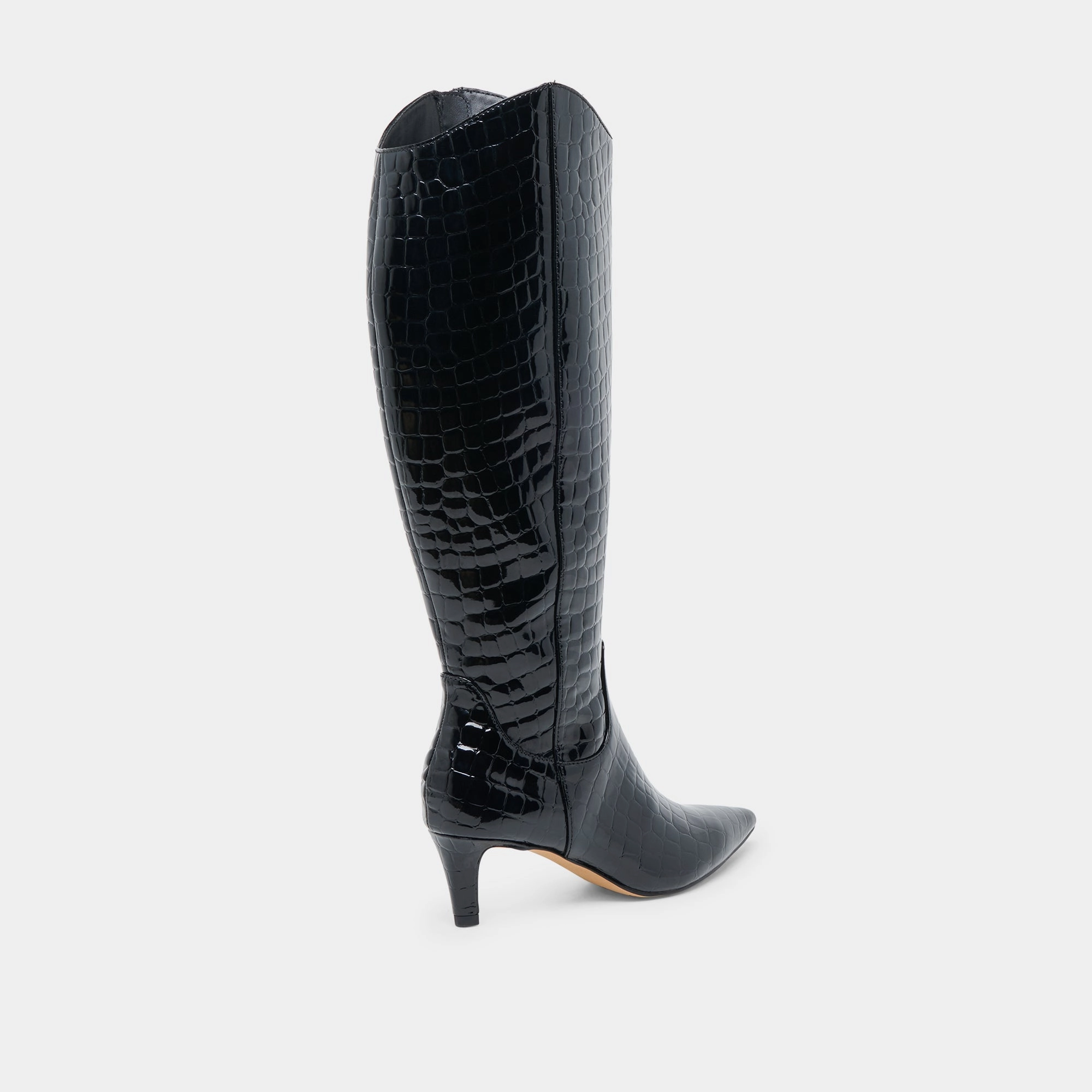 SHILAH WIDE CALF BOOTS NOIR EMBOSSED LEATHER All Weather Urban Traveler Thermal Core Snow Trekker