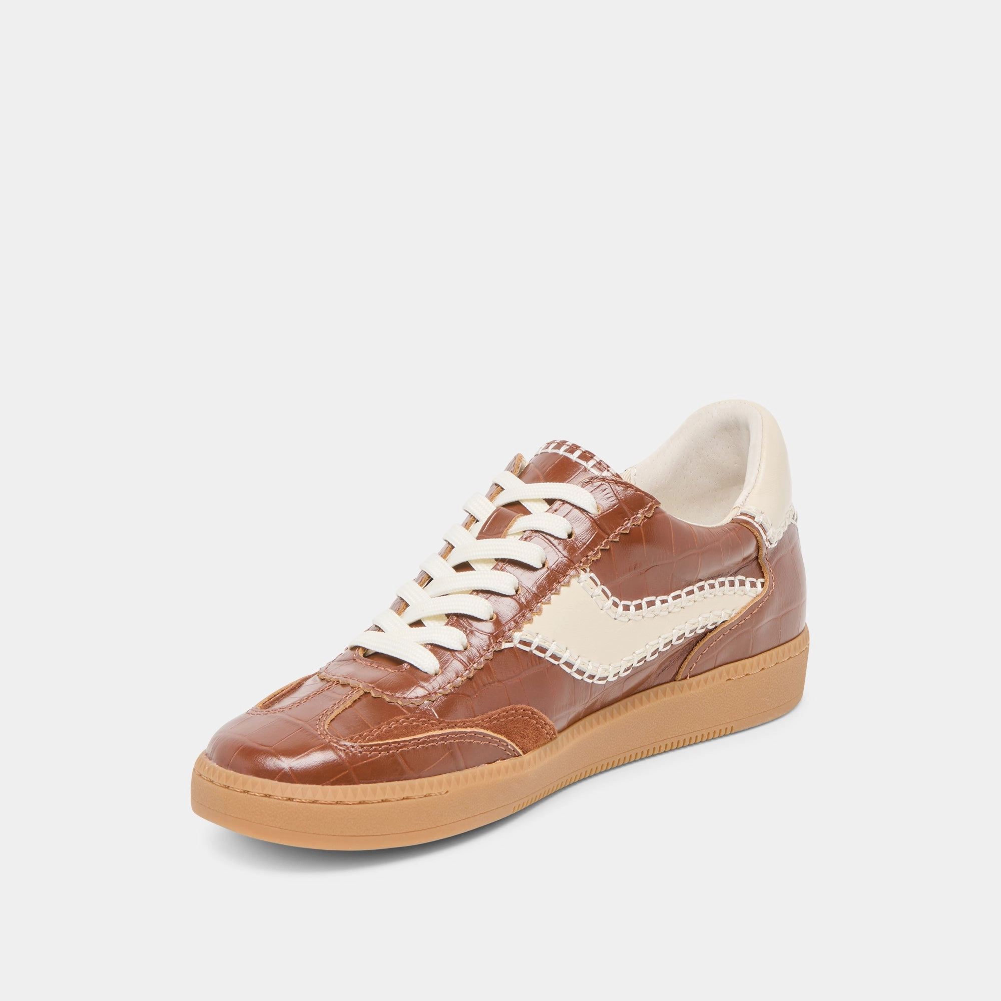 NOTICE STITCH  SNEAKERS COGNAC CROCO EMBOSSED LEATHER Multi Density Outsole