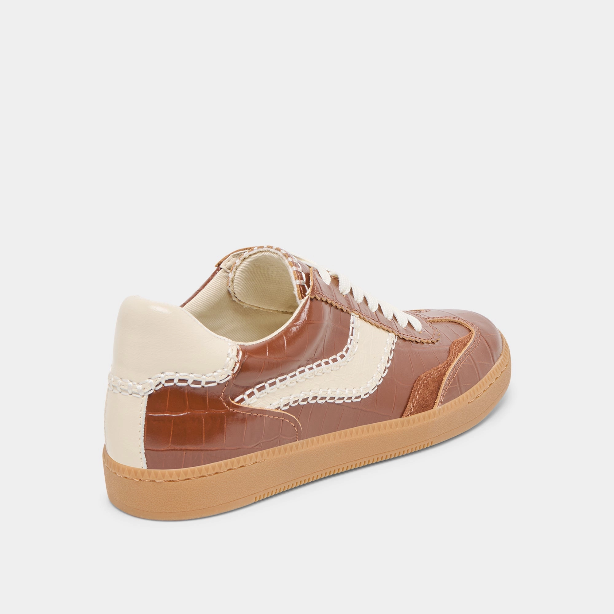 Hygroscopic Inner Layer NOTICE STITCH  SNEAKERS COGNAC CROCO EMBOSSED LEATHER