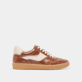 NOTICE STITCH  SNEAKERS COGNAC CROCO EMBOSSED LEATHER Unisex style