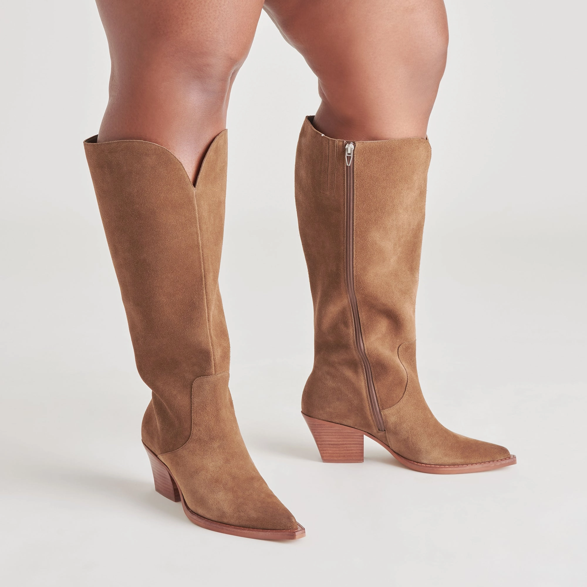 RAJ EXTRA WIDE CALF BOOTS BROWN SUEDE Cushioned Step Rainy Days High Traction Rainy Days