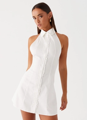 Dallas Collared Mini Dress - White Light and Breezy EcoFriendlyDye