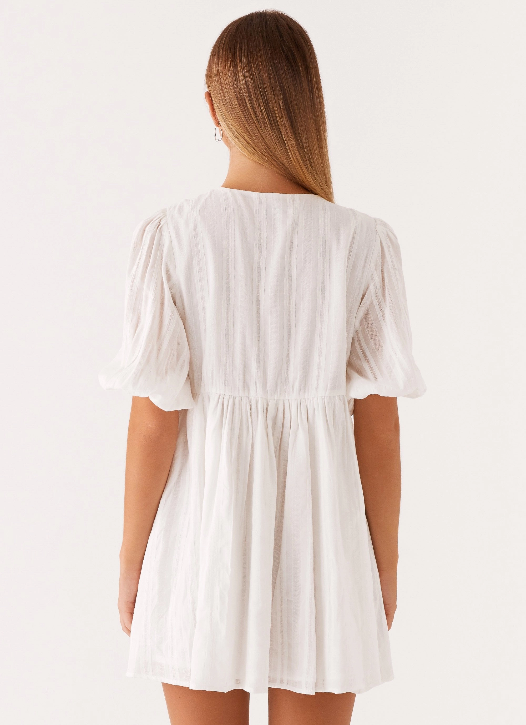 Western Wind Tie Mini Dress - White Practical-Style Bow Glow