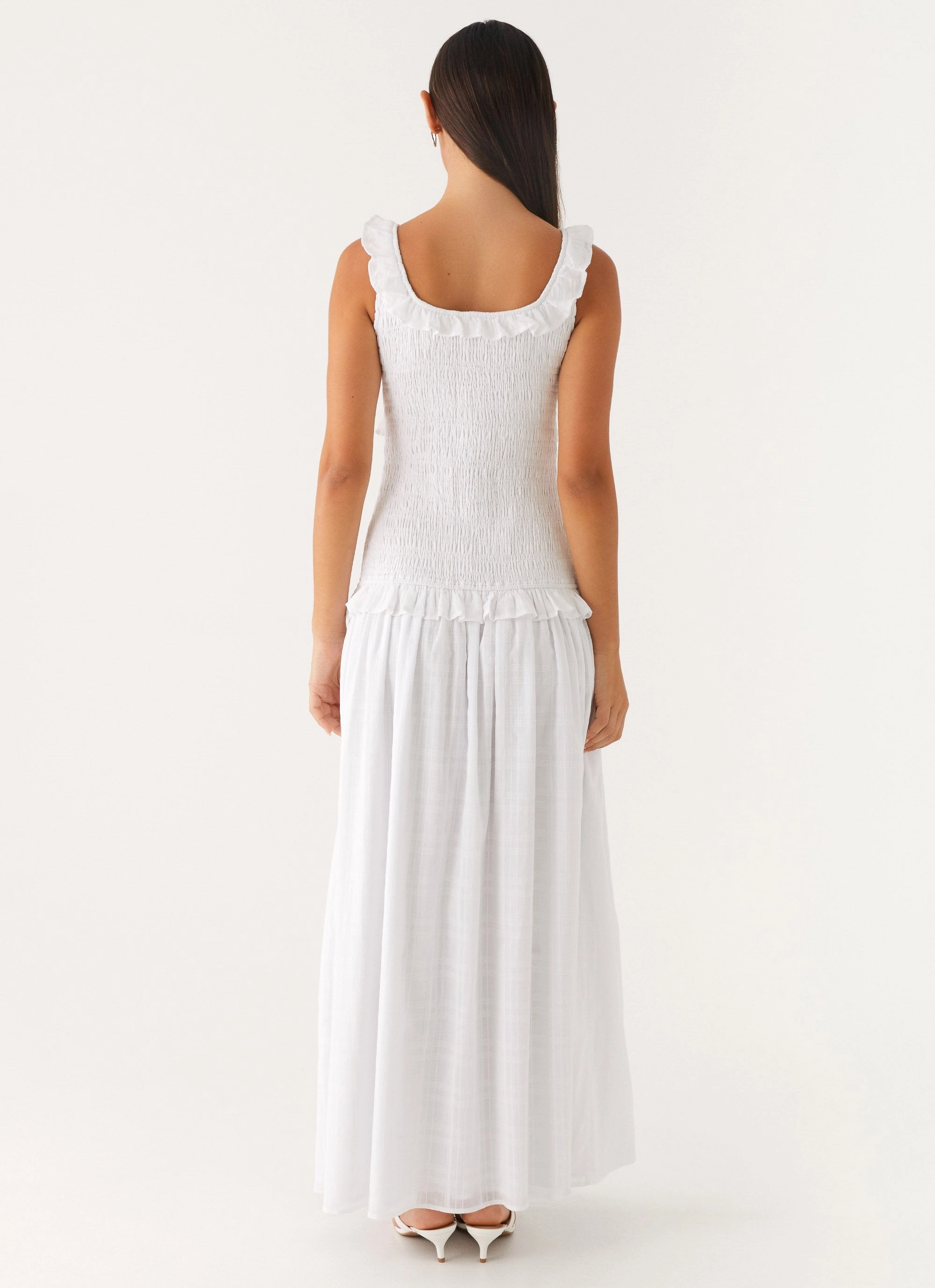 Breathable-Lining Westlyn Shirred Maxi Dress - White