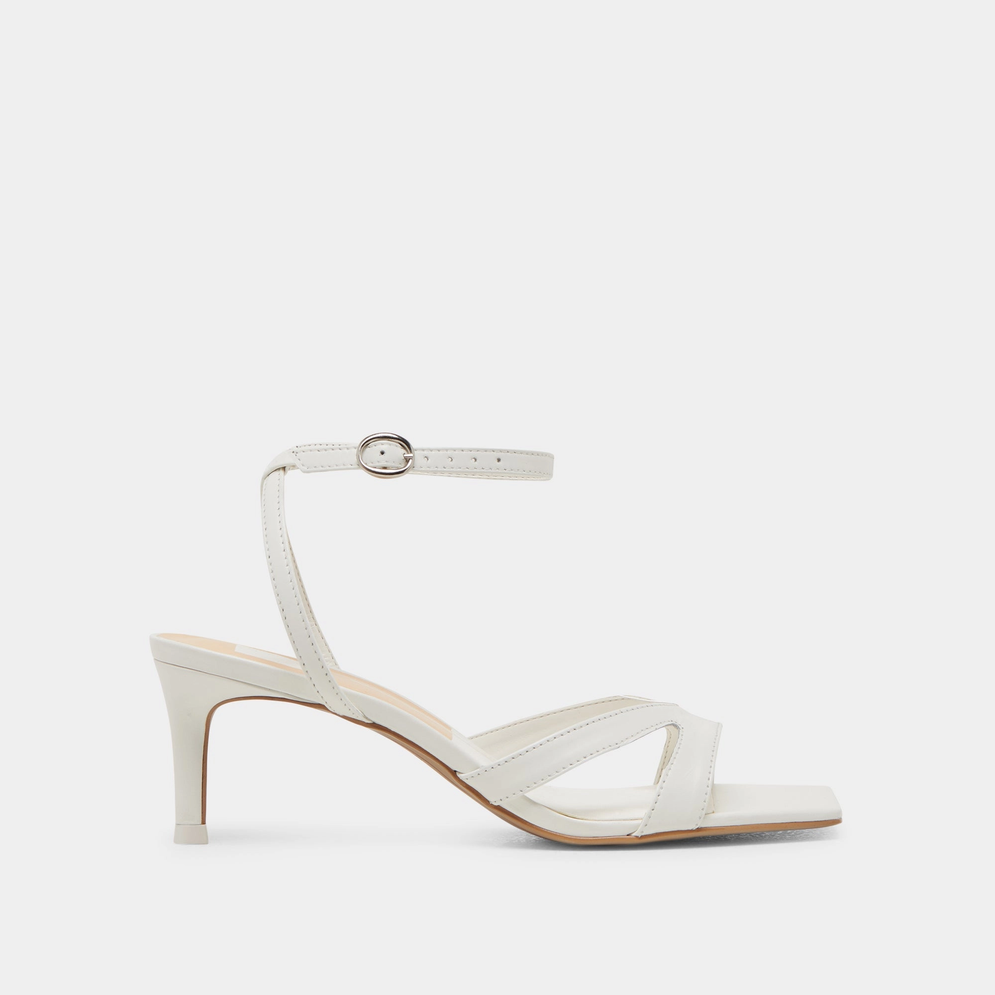 BECKI HEELS TRUE WHITE LEATHER Practical Heel Open Toe Shoes
