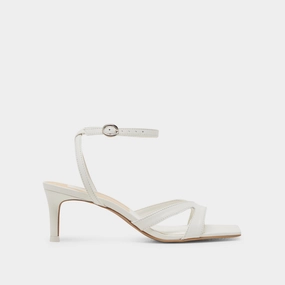 BECKI HEELS TRUE WHITE LEATHER Practical Heel Open Toe Shoes