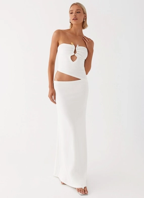 Wild Roses Maxi Dress - White Perfect For Work