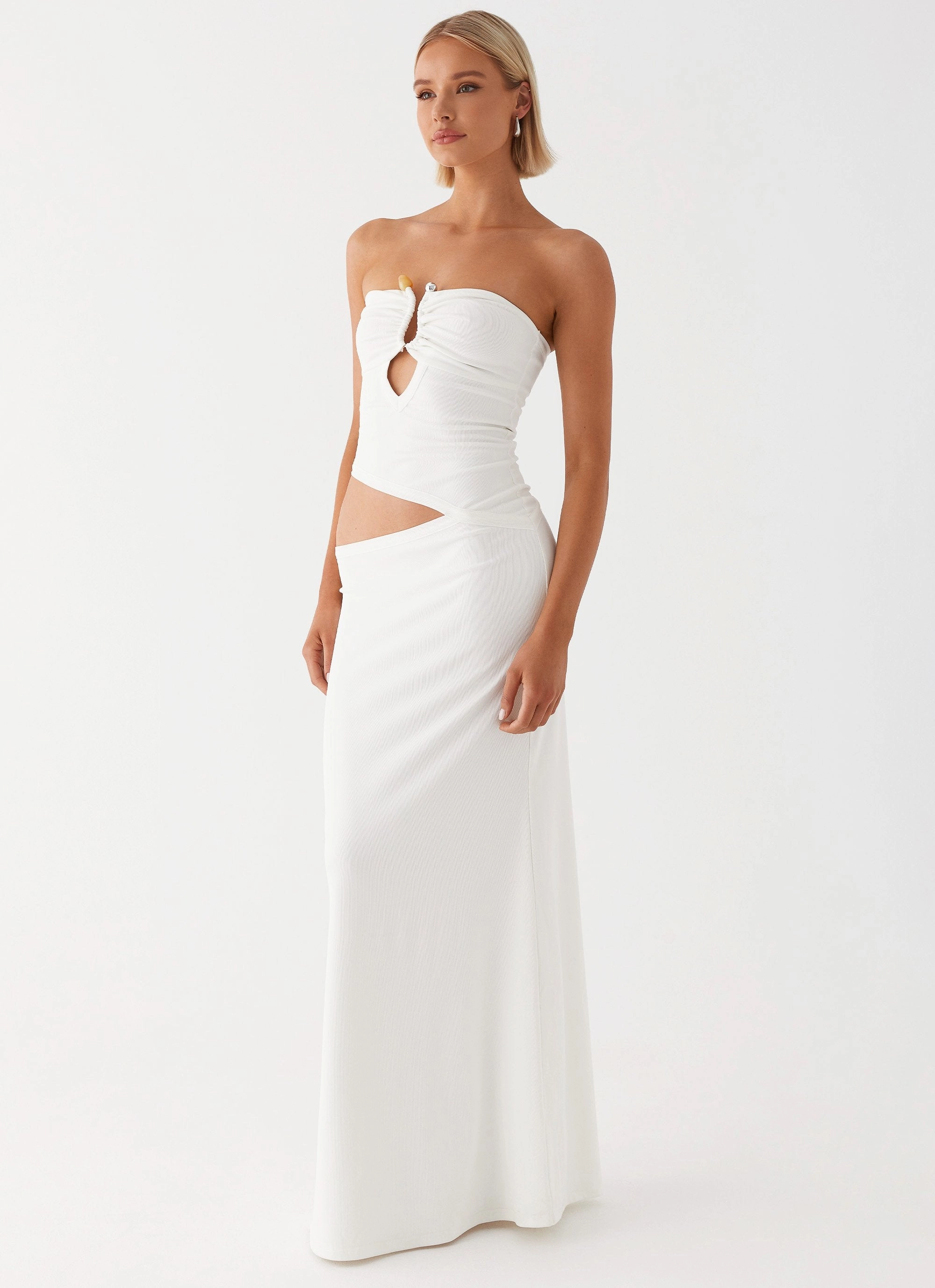 Wild Roses Maxi Dress - White Fitted Shape Comfy and Elegant