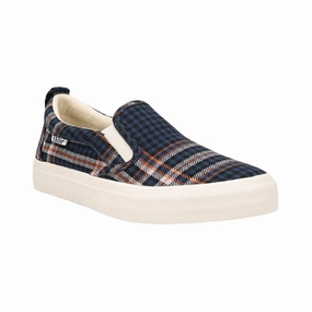 subtle style Women's Rubber Soul - Blue Plaid (Regular Width)