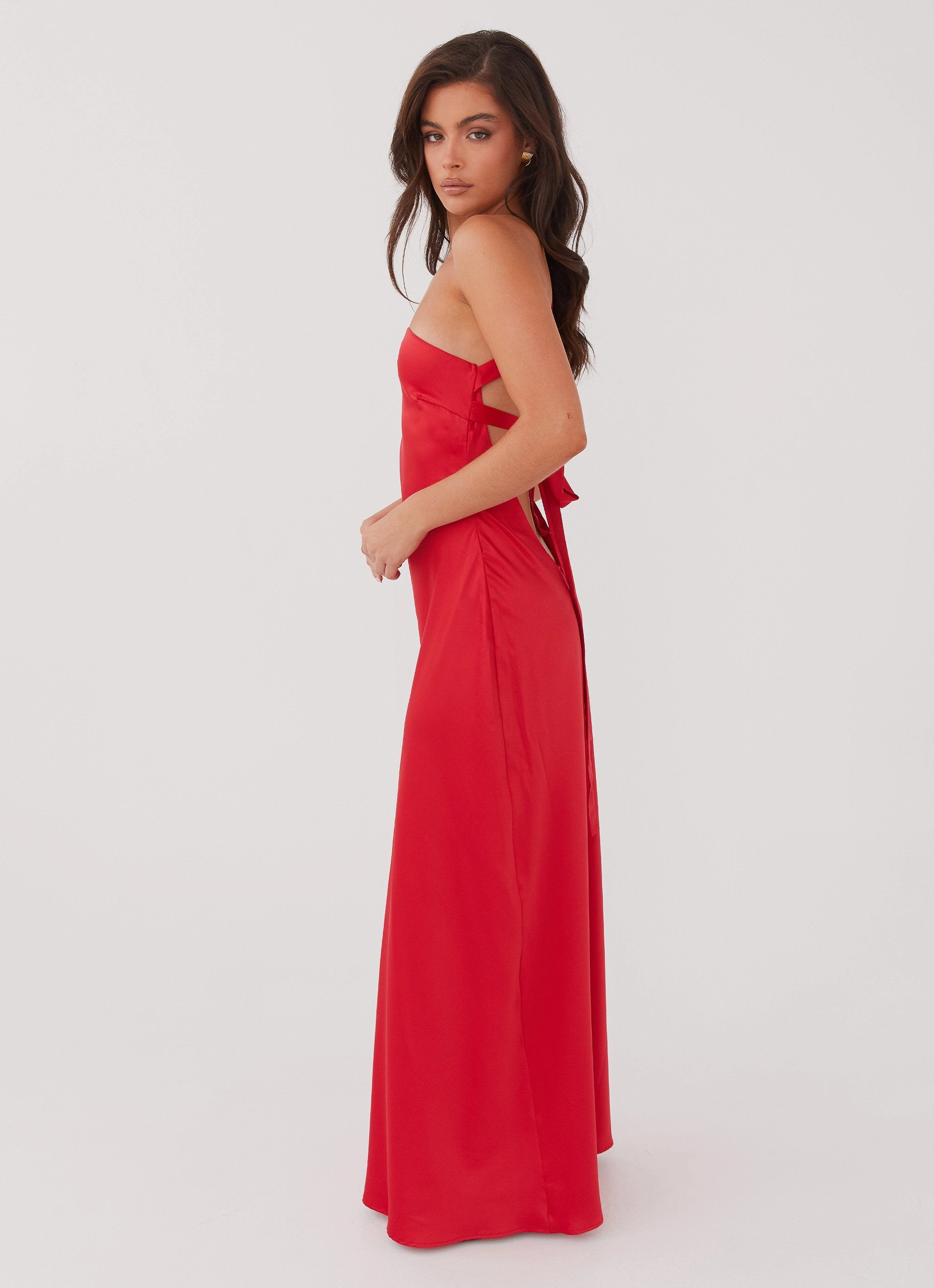 Delancy One Shoulder Maxi Dress - Rouge Red Versatile Wear
