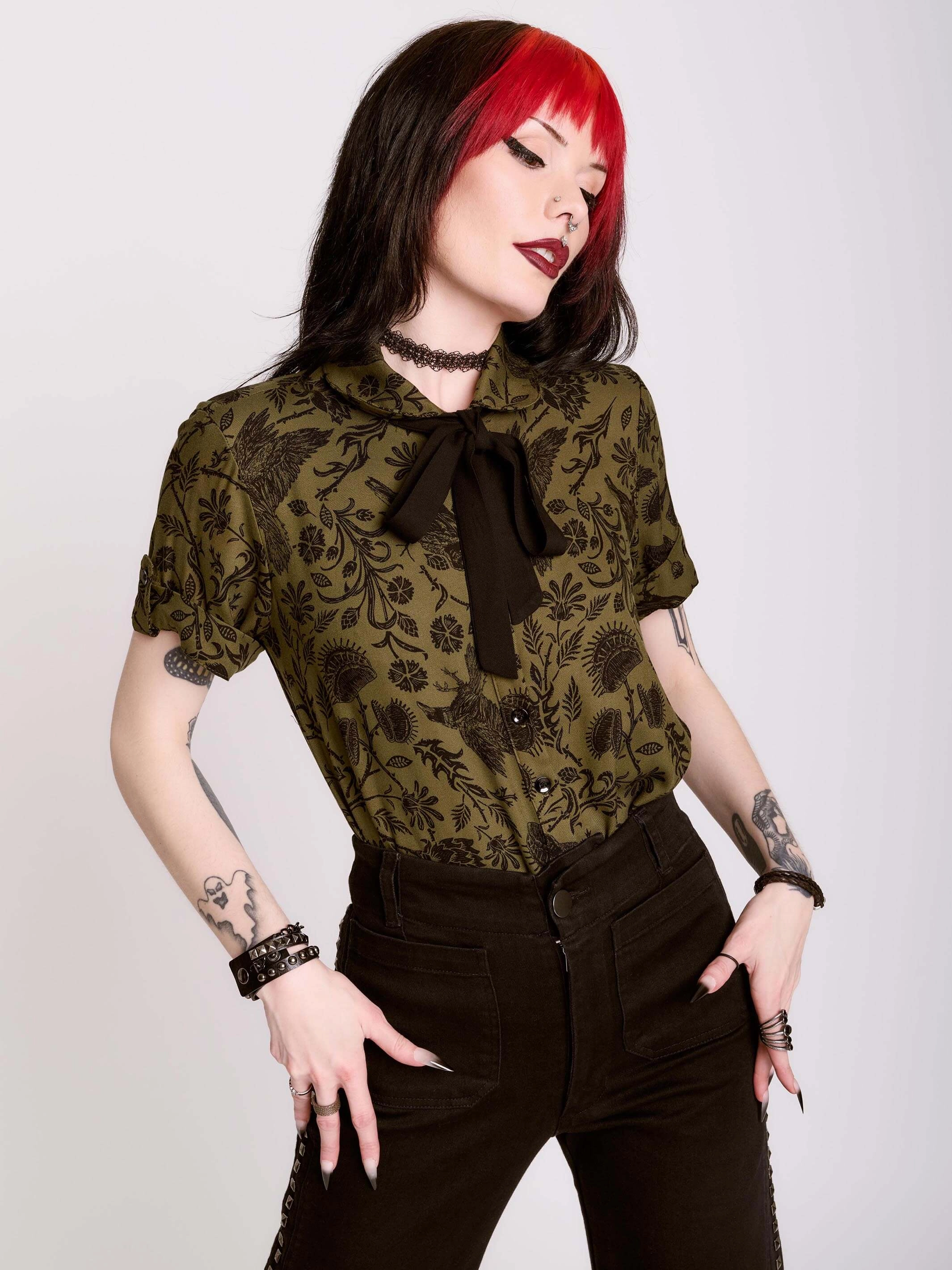Raven Brocade Academia Shirt skinny but not tight Heathered Texture