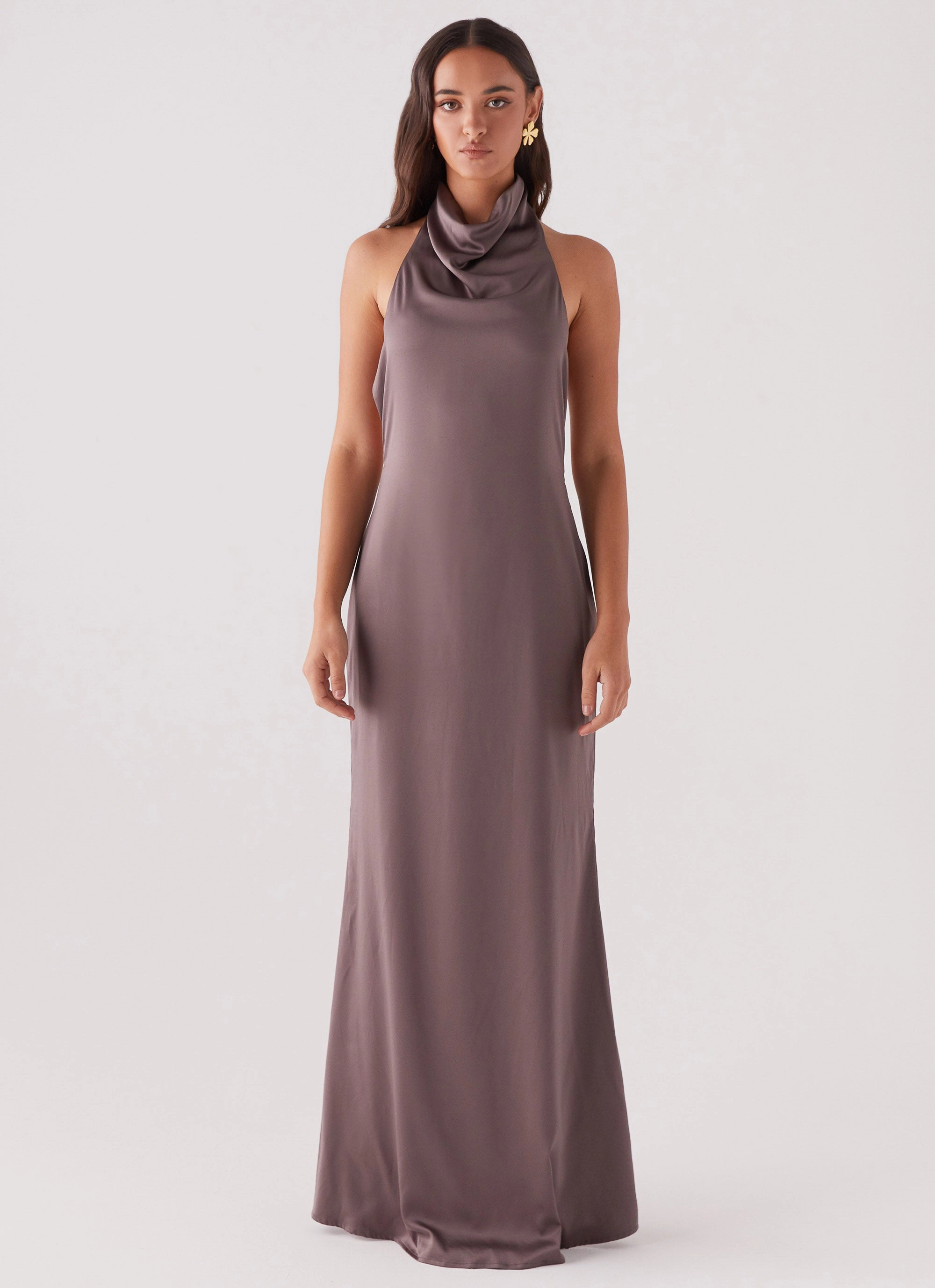 Casual Motion Wynn Satin Maxi Dress - Chocolate
