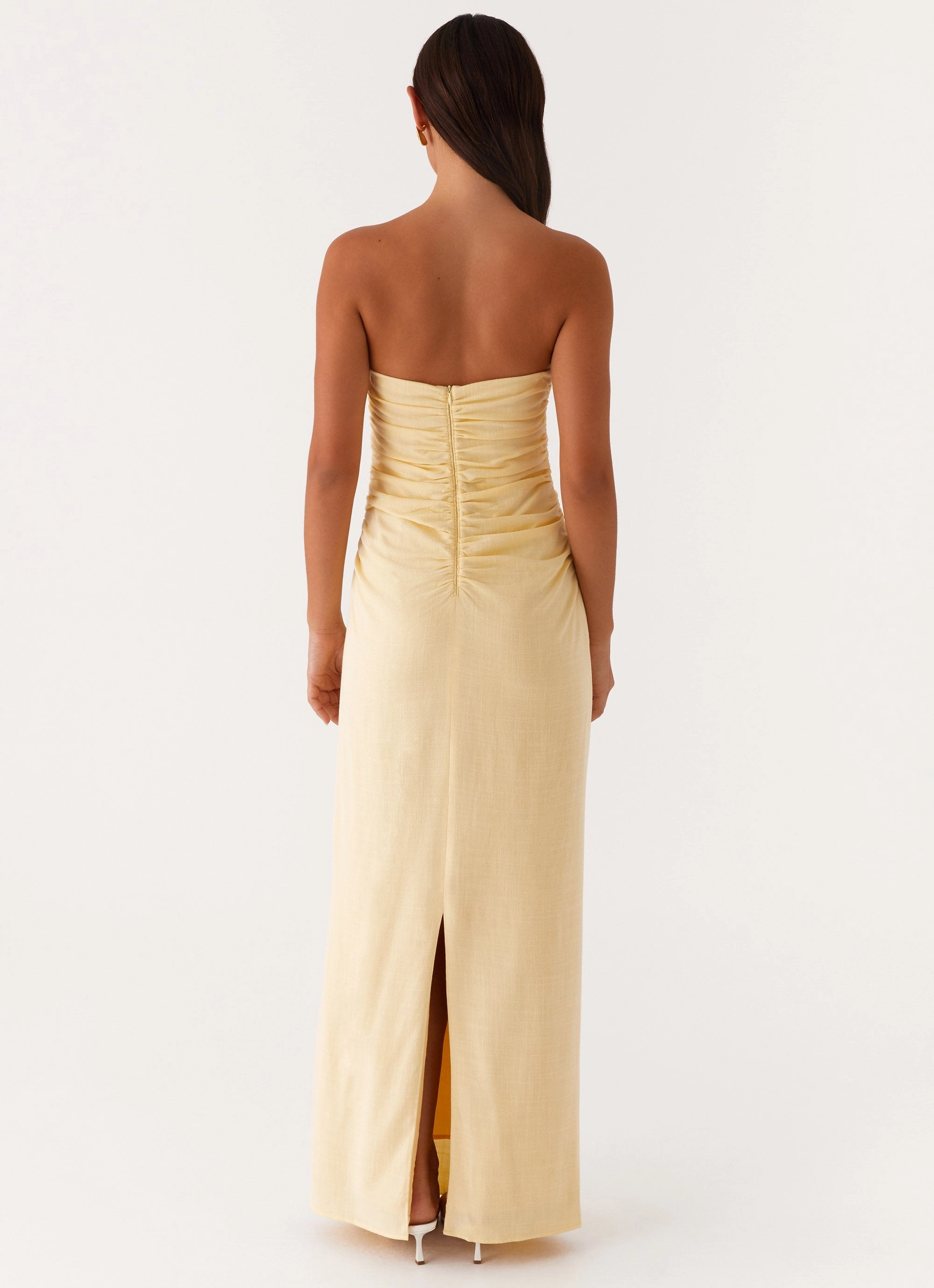 Xena Gathered Maxi Dress - Yellow Lightweight Wear