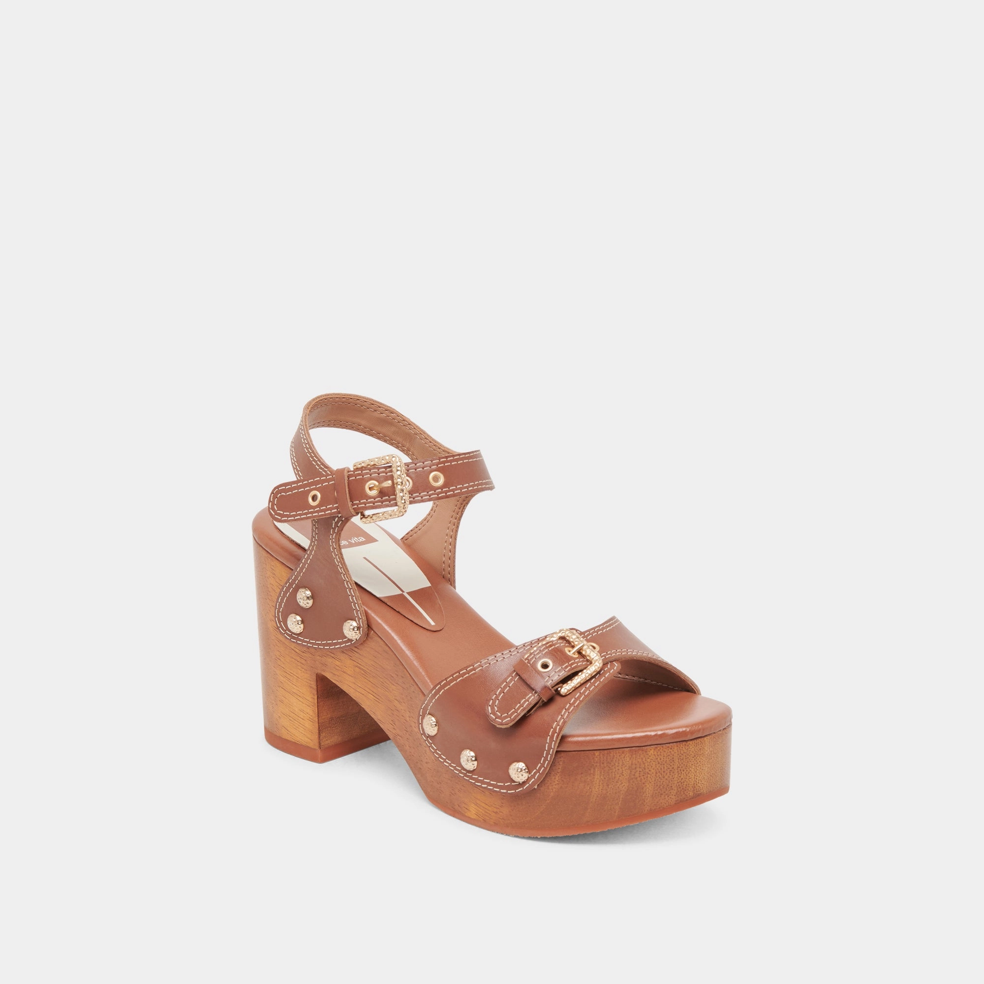 YANDY HEELS COGNAC LEATHER Slip On Design