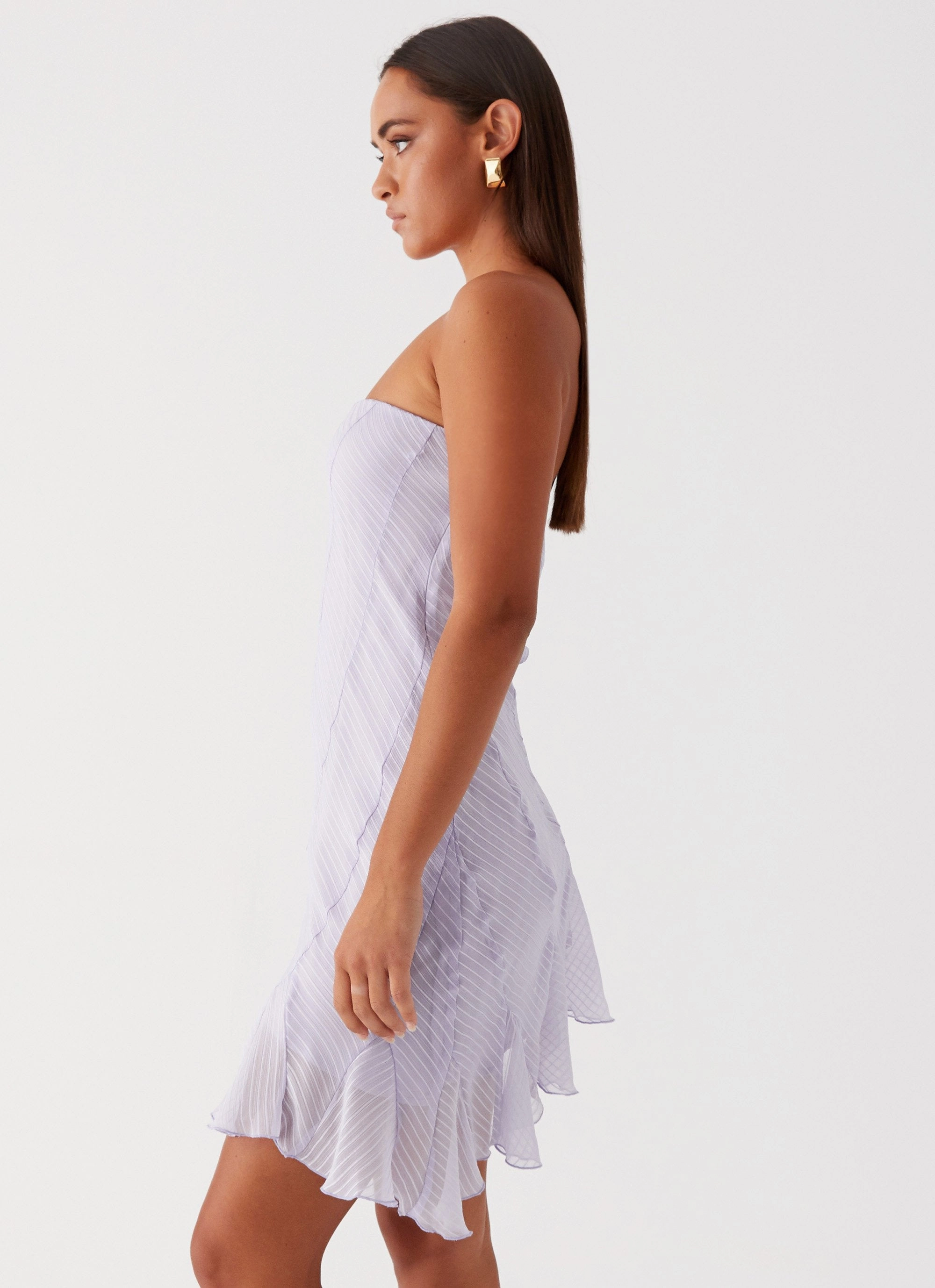 Edgy Layers Signature-Style Yolanda Mini Dress - Lavender