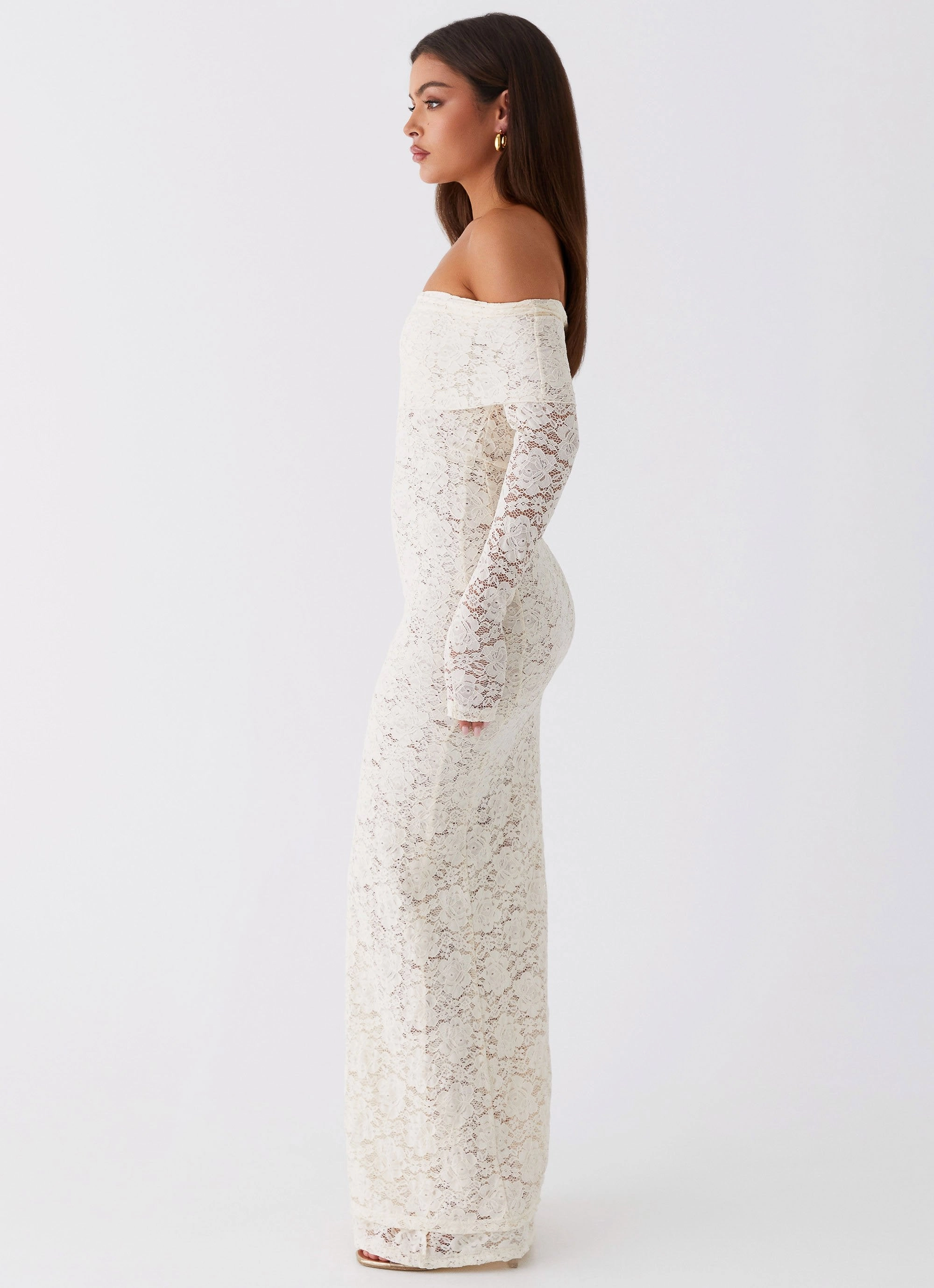 Yours Always Lace Maxi Dress - Ivory Elegant Everyday Satin Glow