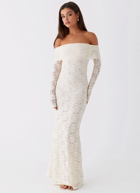 Easy Drape Yours Always Lace Maxi Dress - Ivory