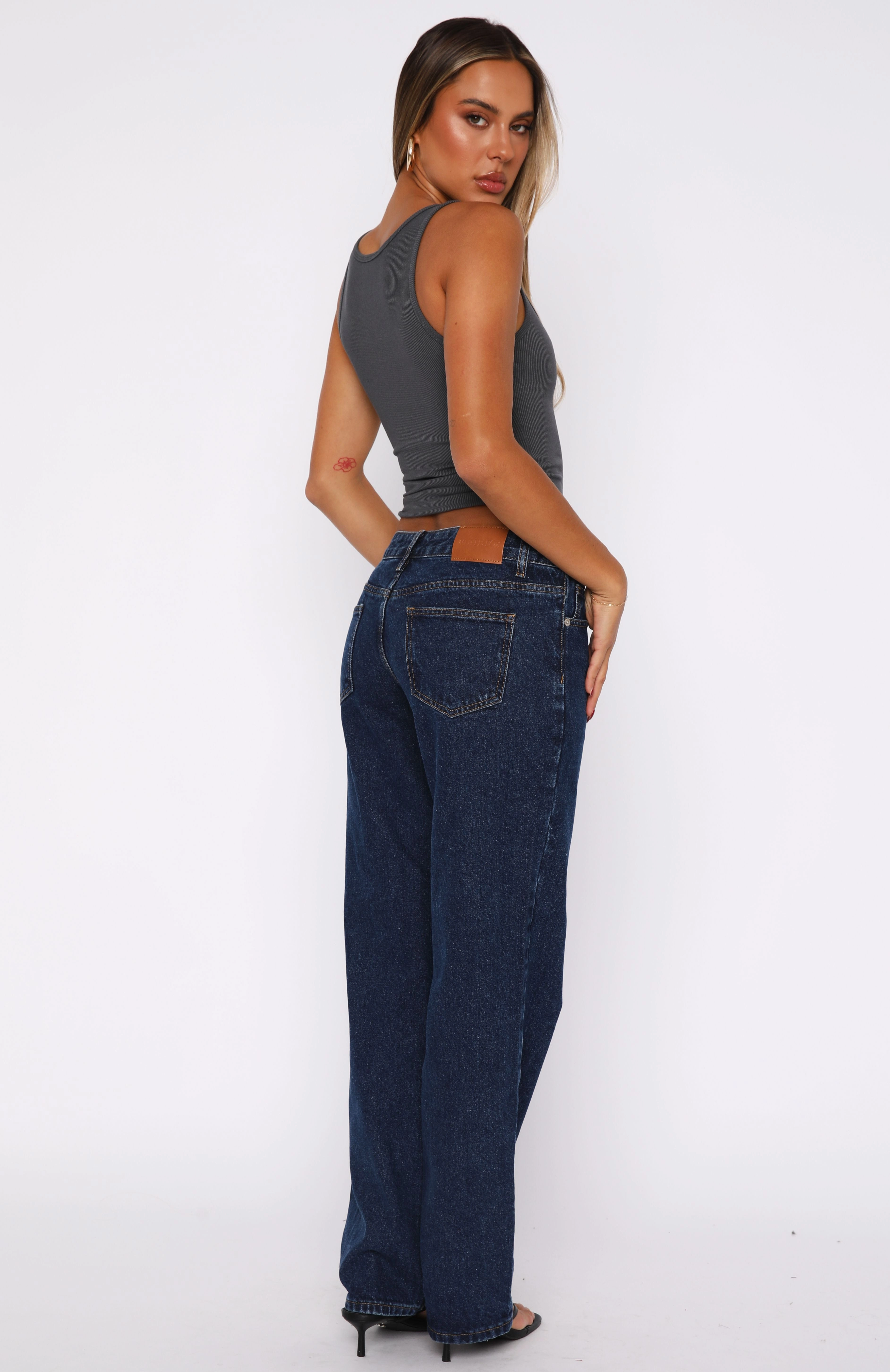 Total Fit Perfect Basic Zara Low Rise Straight Leg Jeans Dark Blue