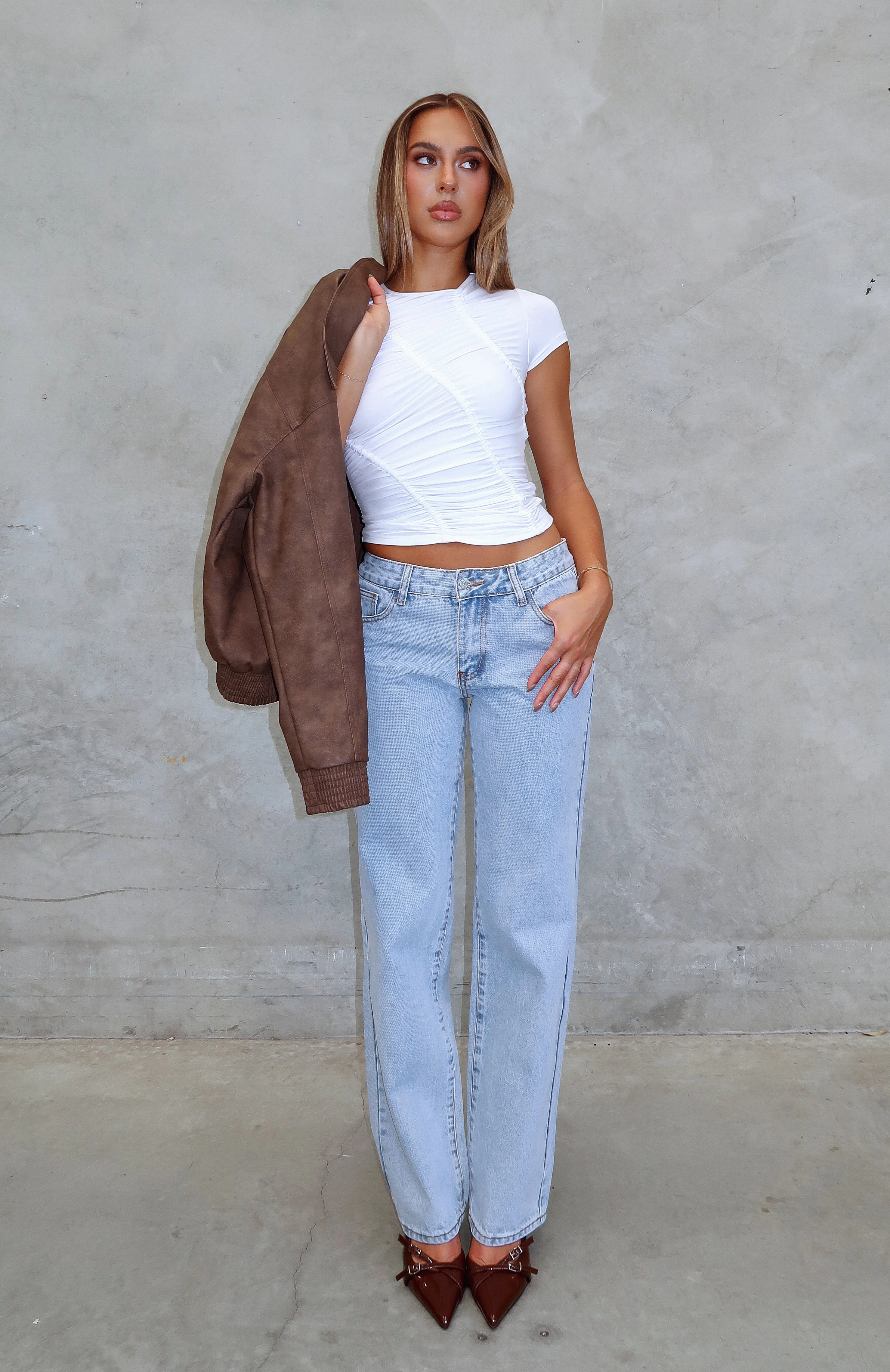 Customizable Hem Options Clean Base Zara Low Rise Straight Leg Jeans Light Blue