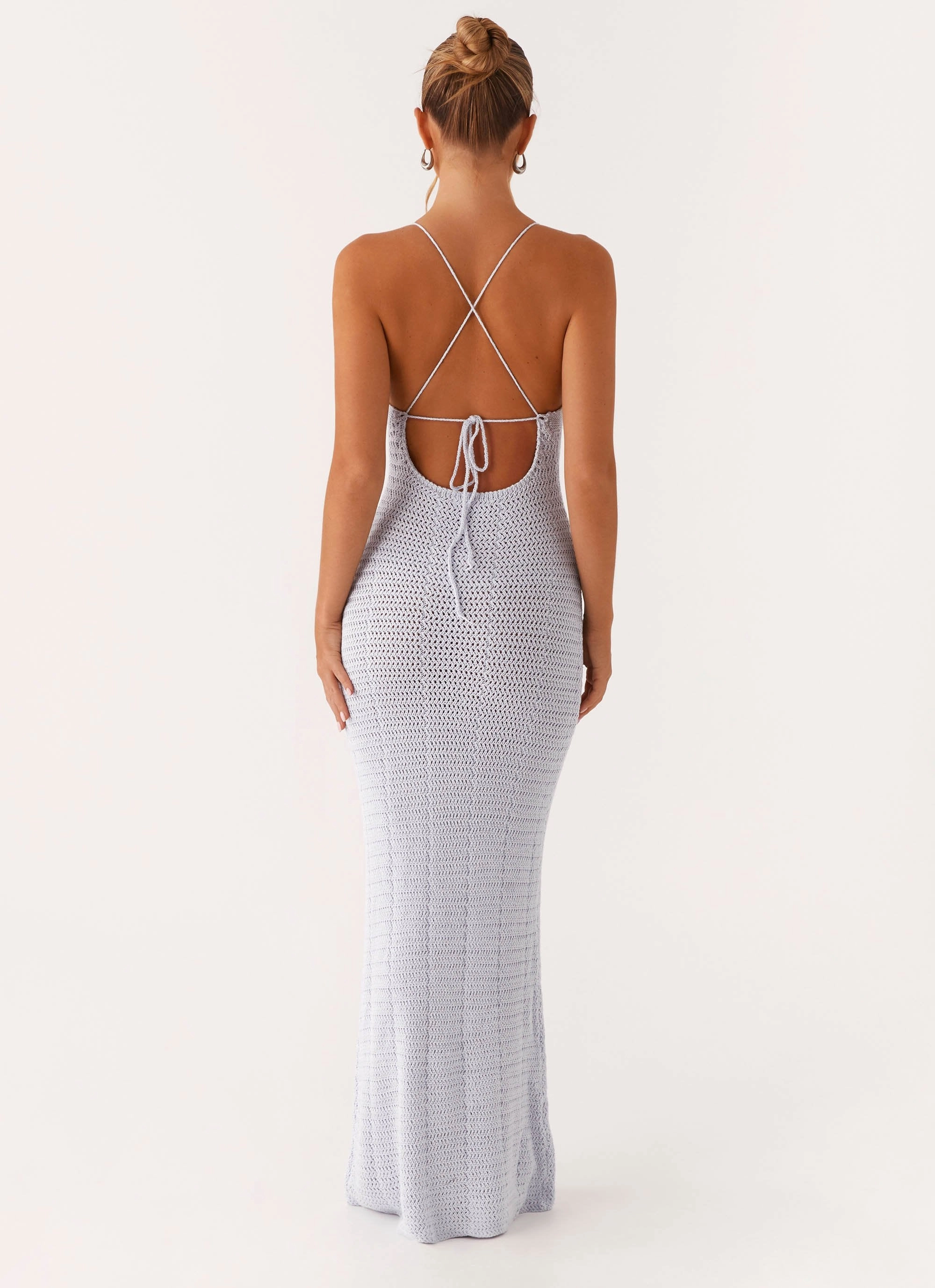 Zara Rose Crochet Maxi Dress - Blue Heart Glow
