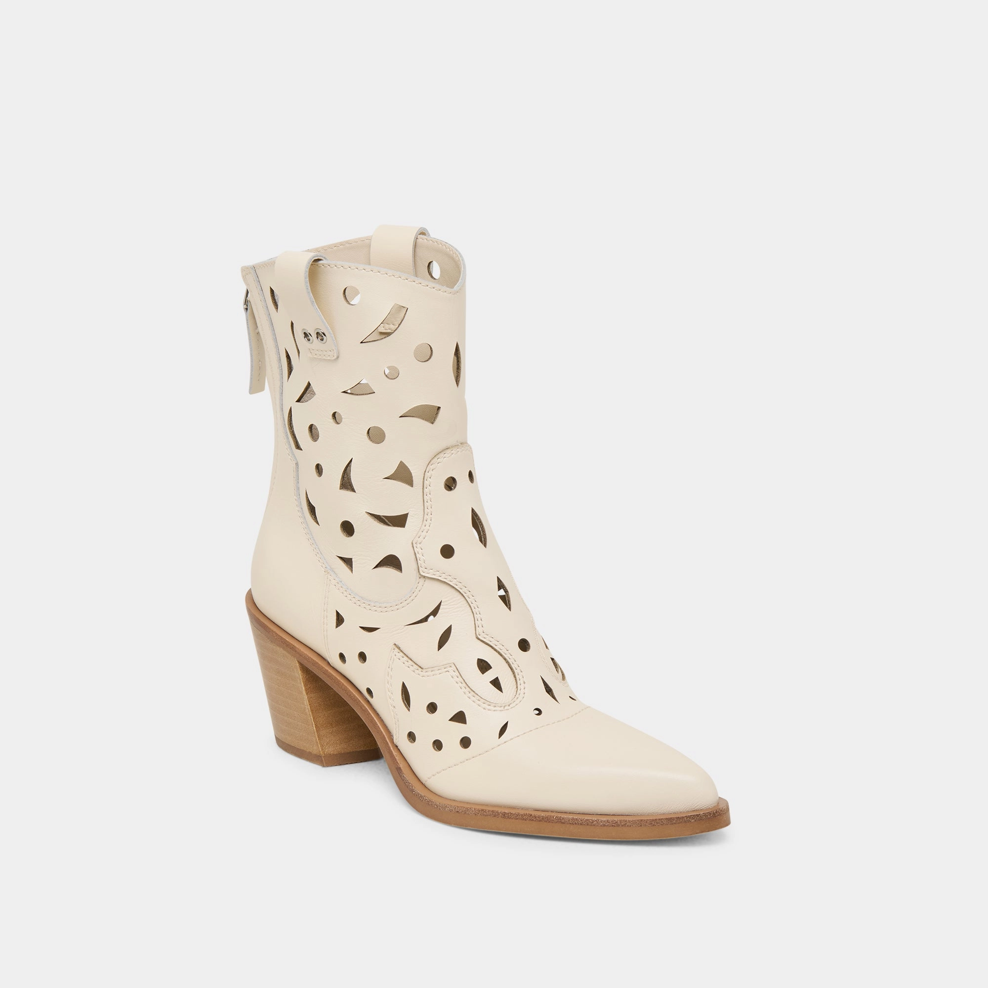 Double Stitched Seams ZENOBI BOOTIES OFF WHITE LEATHER