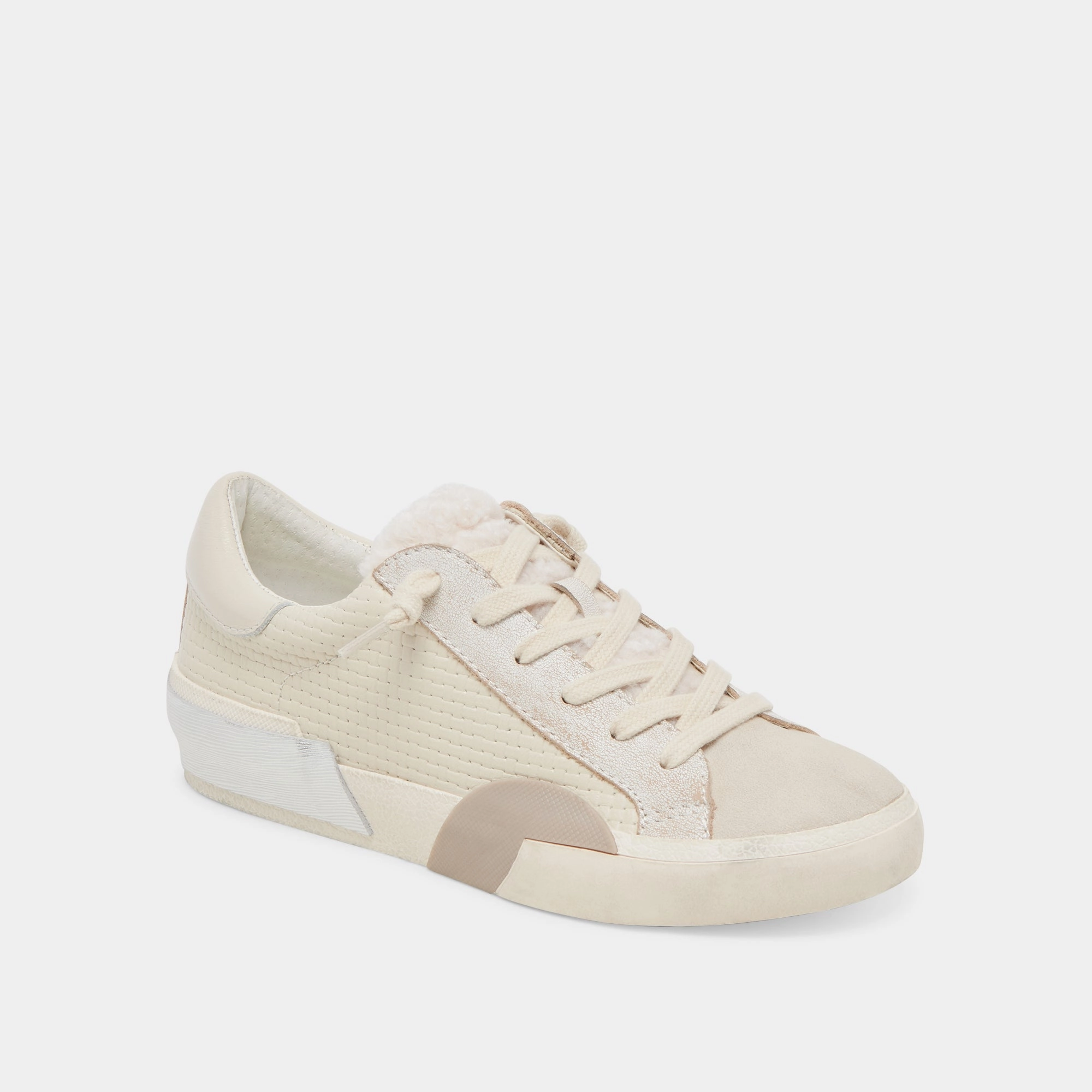 Adaptive Heel Lock ZINA PLUSH SNEAKERS OFF WHITE WOVEN