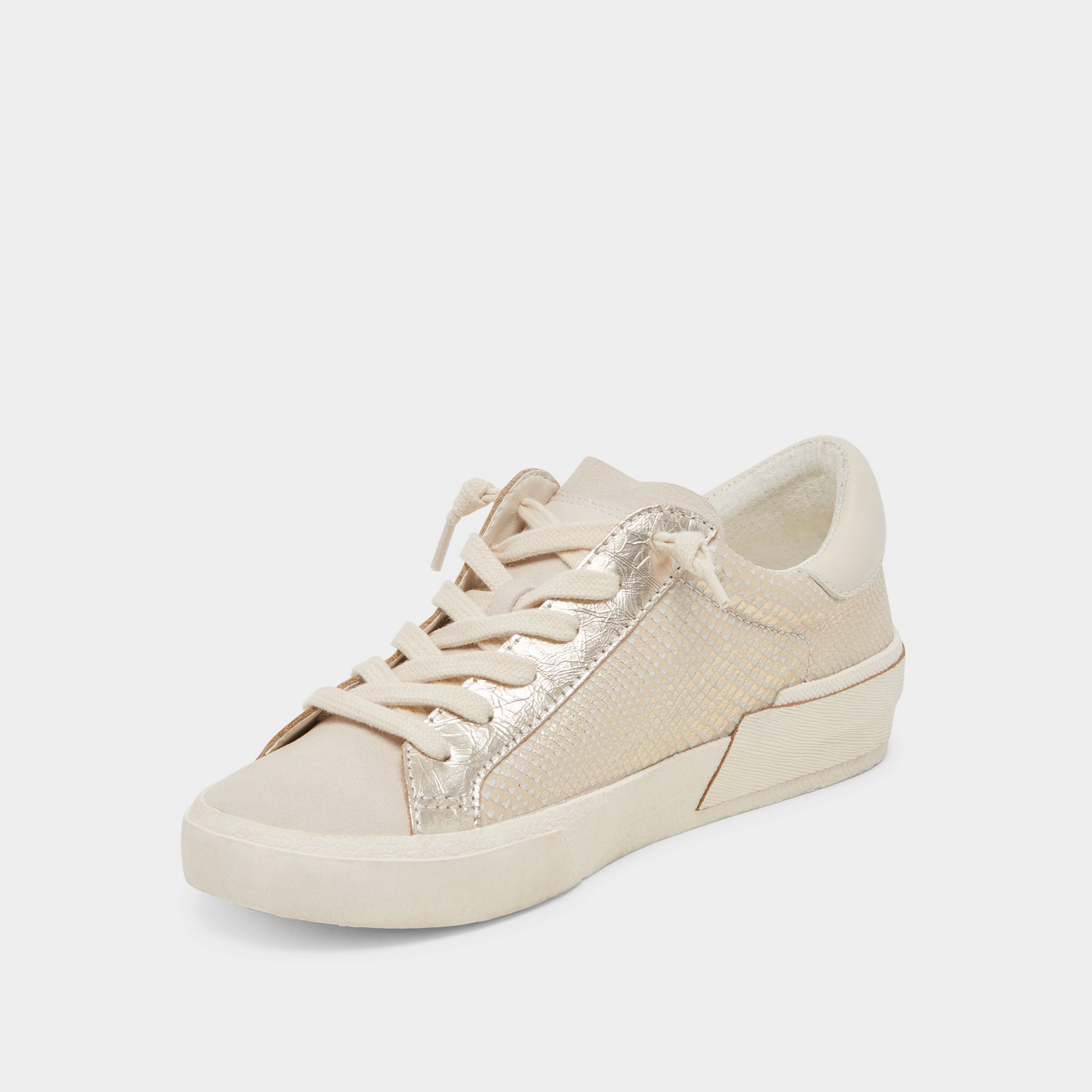 Long-Distance Walking No Laces ZINA SNEAKERS CHAMPAGNE EMBOSSED LEATHER