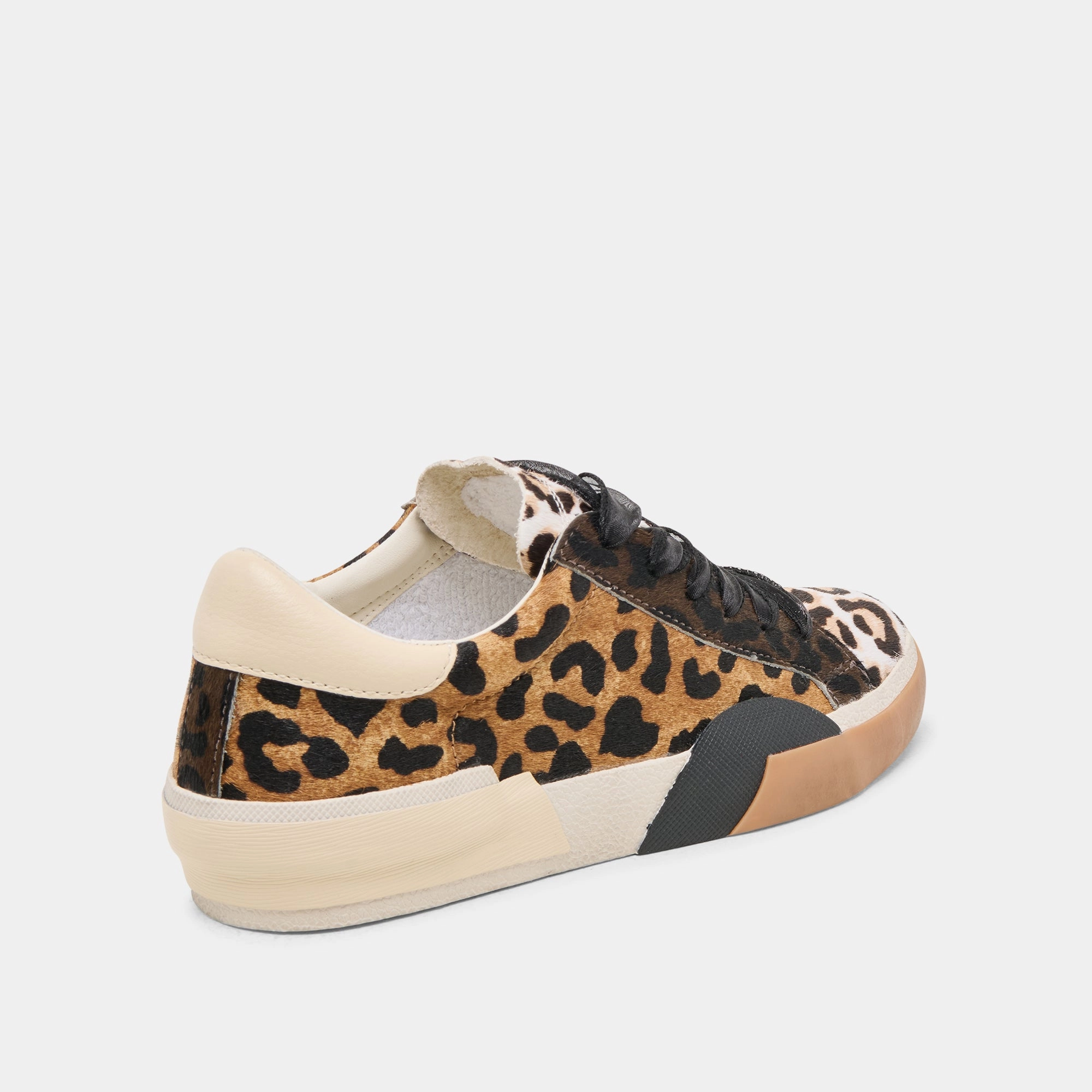 Non Slip Sole Ultra Grip Pattern ZINA SNEAKERS TAN MULTI CALF HAIR