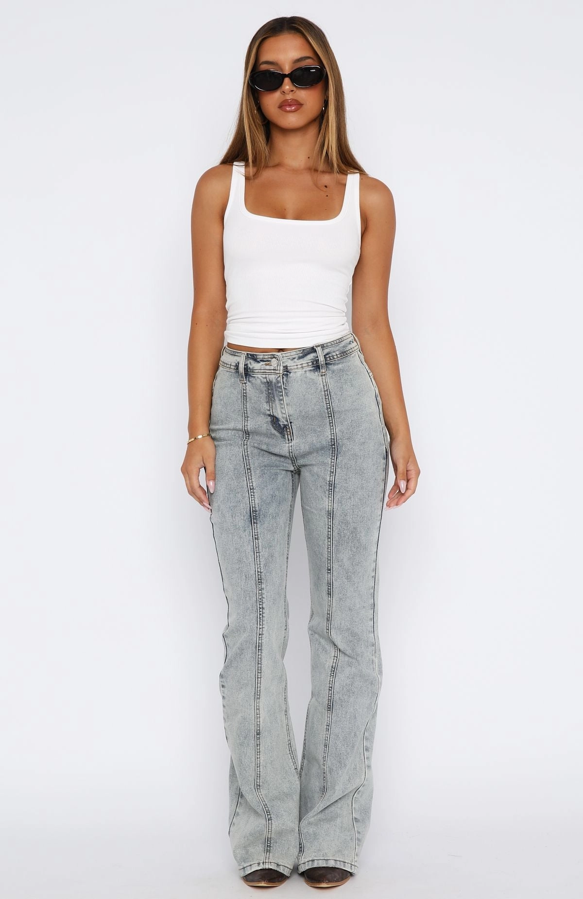 Urban Look Zoe High Rise Bootleg Jeans Light Blue Acid